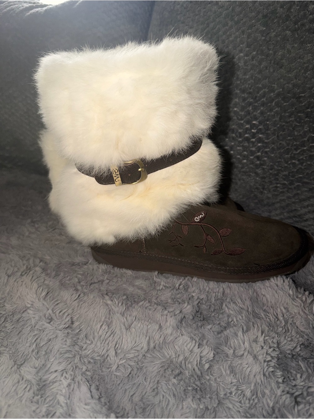 Emu Australia Fur Trim Brown Winter Boot - Cozy Cream Cuff